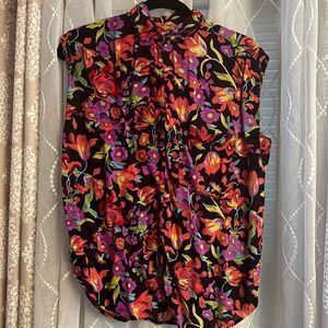 Adonis women’s floral sleeveless button down blouse in medium